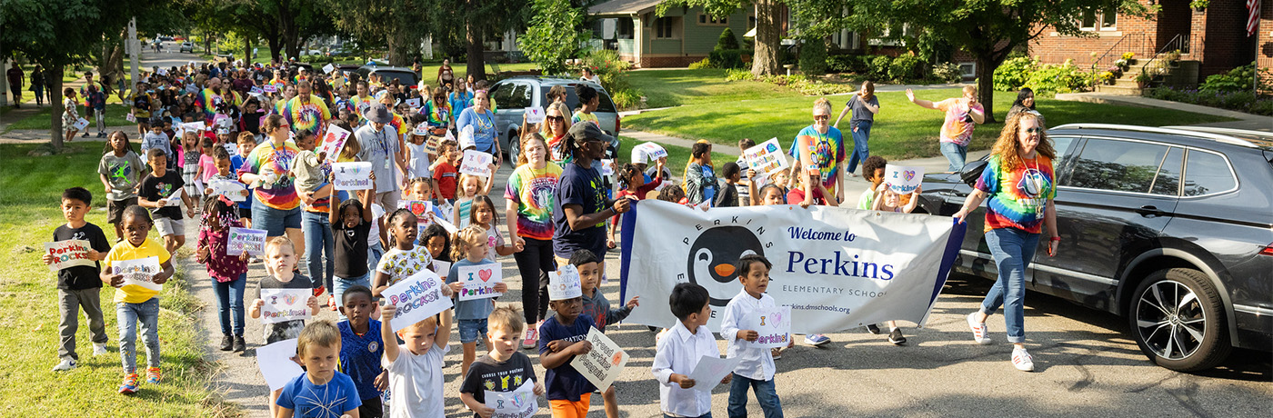 perkins students marching in a parade